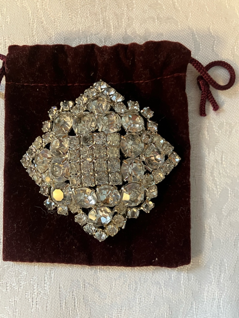 Clear Crystal Statement Brooch - Sparkling Silver-Tone Accent